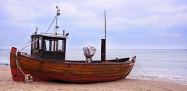 Boot am Strand von Usedom